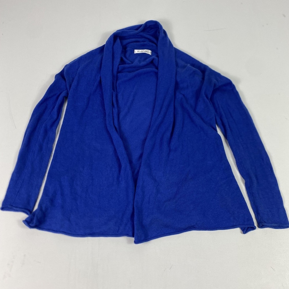 Caroline Grace Cardigan Sweater Womens XS Blue Cashmere  Blend Open Front Knit